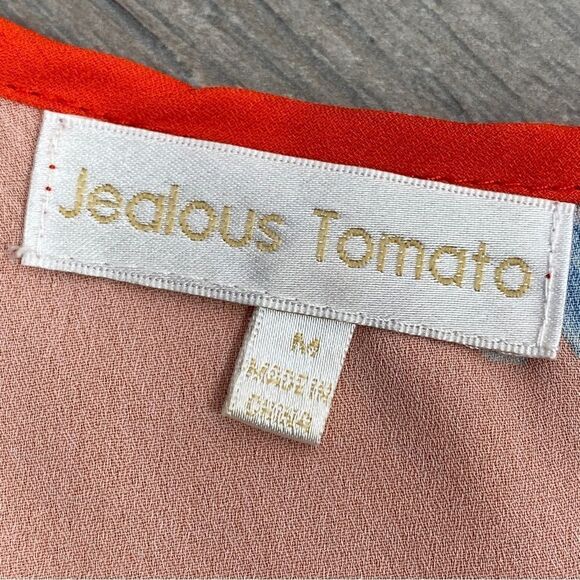 Jealous Tomato Mixed Print Crop Tank Top Orange Blue Multi Medium - Picture 6 of 9